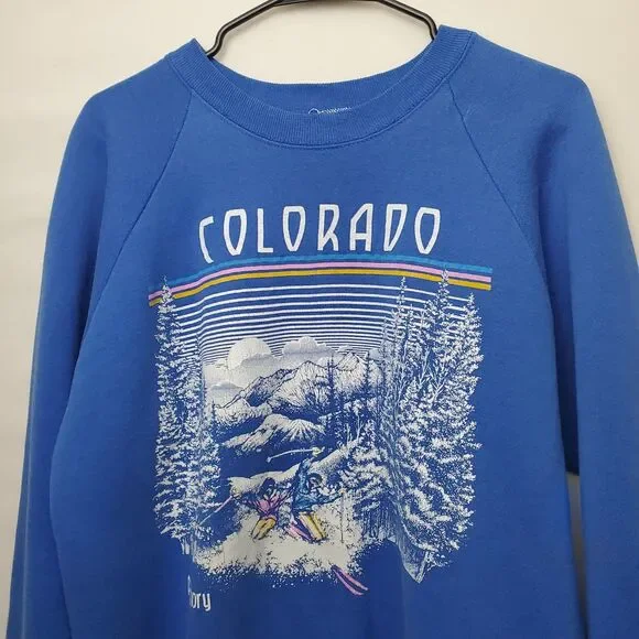 Fruit Of The Loom Blue Colorado Purgatory Double Sided Graphic Sweatshirt XL VTG - Picture 2 of 10